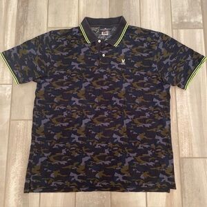 Psycho Bunny Durham Cotton Camouflage Tipped Polo Shirt Men’s Size 9/3XL